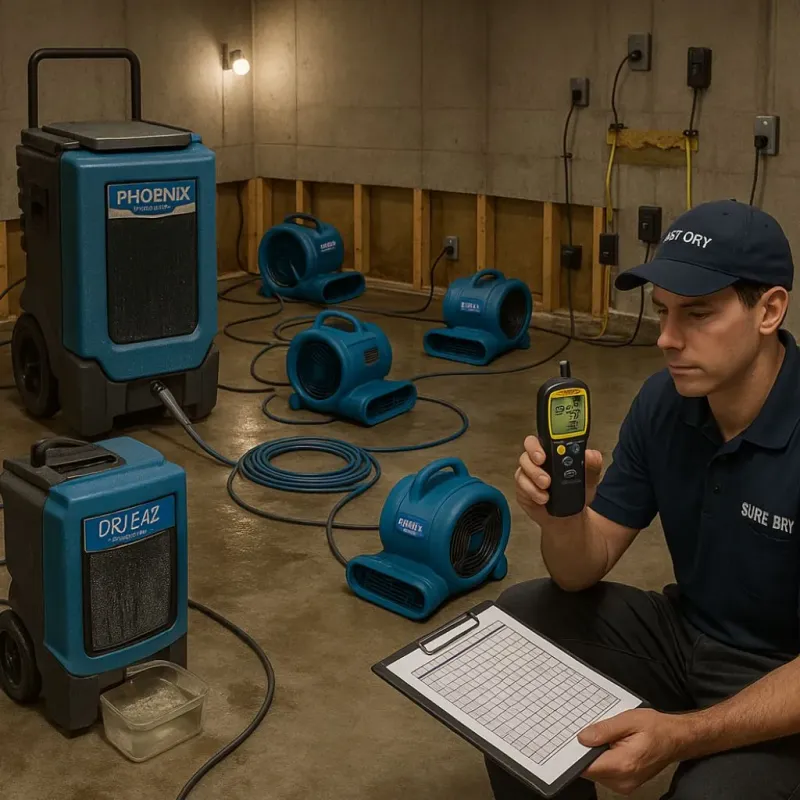 Structural Drying and Dehumidification process in Throop, PA